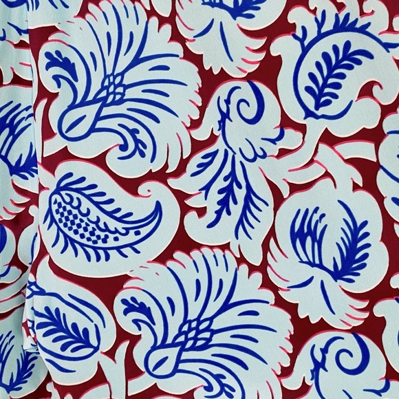 J. Crew Aqua Paisley Silk Pull On Pants Size 14 - Picture 4 of 7